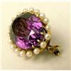 Image 2 : A 14K YELLOW GOLD AMETHYST AND PEARL OV