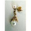 Image 2 : A PAIR OF 14K YELLOW GOLD AND PEARL DRO