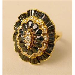 A 14K YELLOW GOLD, DIAMOND, AND SAPPHIR