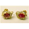 Image 1 : A PAIR OF OVAL RUBY AND ROUND AND BAGUE