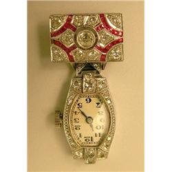 AN 18K WHITE GOLD AND DIAMOND WATCH/PEN