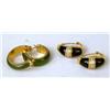 Image 1 : A PAIR OF 14K YELLOW GOLD BLACK ENAMEL 
