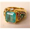 Image 1 : AN 18K YELLOW GOLD, EMERALD, AND DIAMON