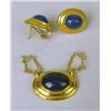 Image 2 : A SUITE OF 14K YELLOW GOLD AND LAPIS LA