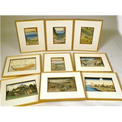 A GROUP OF TWELVE FRAMED WOODBLOCK PRIN