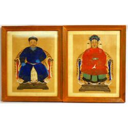 A PAIR OF FRAMED CHINESE WATERCOLOR ON 