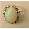 Image 3 : A 14K WHITE GOLD, DIAMOND, AND OPAL RIN