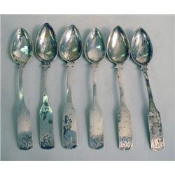 A SET OF SIX COIN SILVER SPOONS