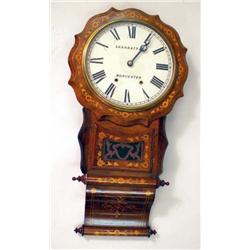 AN INLAID WALNUT REGULATOR WALL CLOCK