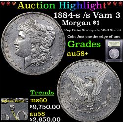 ***Auction Highlight*** 1884-s /s Vam 3 Morgan Dollar $1 Graded Choice AU/BU Slider+ By USCG (fc)