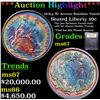 Image 1 : ***Auction Highlight*** 1874-p W/ Arrows Rainbow Toned Seated Liberty Dime 10c Graded GEM++ Unc BY U