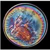 Image 2 : ***Auction Highlight*** 1874-p W/ Arrows Rainbow Toned Seated Liberty Dime 10c Graded GEM++ Unc BY U