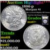 Image 1 : ***Auction Highlight*** 1896-p Morgan Dollar $1 Graded Gem++ Unc BY USCG (fc)