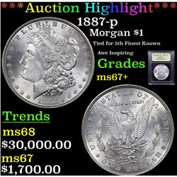 ***Auction Highlight*** 1887-p Morgan Dollar $1 Graded Gem++ Unc BY USCG (fc)