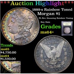 ***Auction Highlight*** 1889-s Rainbow Toned Morgan Dollar $1 Graded Choice+ Unc By USCG (fc)