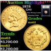 Image 1 : ***Auction Highlight*** 1878 Three Dollar Gold 3 Graded Select Unc By USCG (fc)
