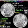 Image 1 : ***Auction Highlight*** 1884-o Morgan Dollar $1 Graded Gem++ Unc BY USCG (fc)