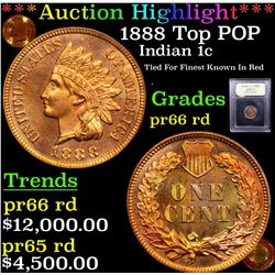 Proof ***Auction Highlight*** 1888 Top POP Indian Cent 1c Graded Gem+ Proof Red BY USCG (fc)