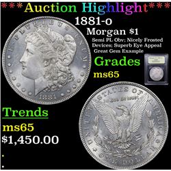 ***Auction Highlight*** 1881-o Morgan Dollar $1 Graded GEM Unc By USCG (fc)