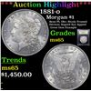 Image 1 : ***Auction Highlight*** 1881-o Morgan Dollar $1 Graded GEM Unc By USCG (fc)
