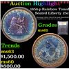 Image 1 : ***Auction Highlight*** 1858-p Rainbow Toned Seated Liberty Quarter 25c Graded BU+ By USCG (fc)