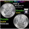 Image 1 : ***Auction Highlight*** 1891-p Morgan Dollar $1 Graded Choice Unc By USCG (fc)