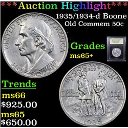 ***Auction Highlight*** 1935/1934-d Boone Old Commem Half Dollar 50c Graded GEM+ Unc By USCG (fc)