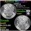 Image 1 : ***Auction Highlight*** 1886-p Morgan Dollar $1 Graded GEM++ Unc By USCG (fc)