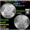 Image 1 : ***Auction Highlight*** 1880-s Morgan Dollar $1 Graded GEM++ Unc By USCG (fc)