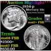 Image 1 : ***Auction Highlight*** 1934-p Mercury Dime 10c Graded GEM++ FSB By USCG (fc)
