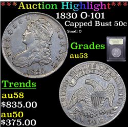 ***Auction Highlight*** 1830 O-101 Capped Bust Half Dollar 50c Graded Select AU By USCG (fc)