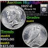 Image 1 : ***Auction Highlight*** 1927-d Peace Dollar $1 Graded Choice Unc By USCG (fc)