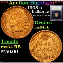 ***Auction Highlight*** 1908-s Indian Cent 1c Graded Choice Unc RB By USCG (fc)