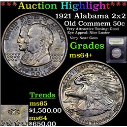 ***Auction Highlight*** 1921 Alabama 2x2 Old Commem Half Dollar 50c Graded Choice+ Unc By USCG (fc)