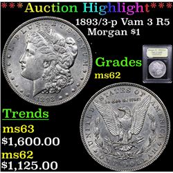 ***Auction Highlight*** 1893/3-p Vam 3 R5 Morgan Dollar $1 Graded Select Unc By USCG (fc)