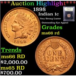 ***Auction Highlight*** 1898 Indian Cent 1c Graded GEM+ Unc RD By USCG (fc)