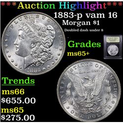 ***Auction Highlight*** 1883-p vam 16 Morgan Dollar $1 Graded GEM+ Unc By USCG (fc)