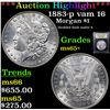 Image 1 : ***Auction Highlight*** 1883-p vam 16 Morgan Dollar $1 Graded GEM+ Unc By USCG (fc)