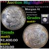 Image 1 : ***Auction Highlight*** 1878-p 7tf Rainbow Toned Vam 81 I2 R4 Morgan Dollar $1 Graded Choice+ Unc By