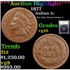 Image 1 : ***Auction Highlight*** 1877 Indian Cent 1c Graded vg+ By USCG (fc)