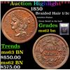 Image 1 : ***Auction Highlight*** 1850 Braided Hair Half Cent 1/2c Graded Select Unc BN By USCG (fc)