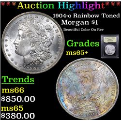 ***Auction Highlight*** 1904-o Rainbow Toned Morgan Dollar $1 Graded GEM+ Unc By USCG (fc)