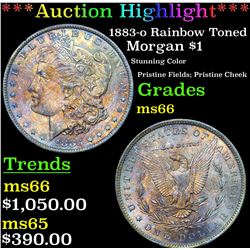 ***Auction Highlight*** 1883-o Rainbow Toned Morgan Dollar $1 Grades GEM+ Unc (fc)