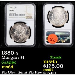 NGC 1880-s Morgan Dollar $1 Graded ms64 By NGC