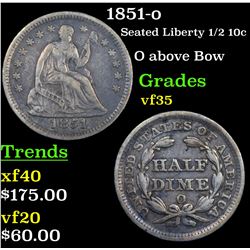 1851-o Seated Liberty Half Dime 1/2 10c Grades vf++