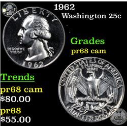 Proof 1962 Washington Quarter 25c Grades GEM++ Proof Cameo