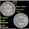 Image 1 : 1853 Three Cent Silver 3cs Grades Select AU