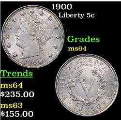 1900 Liberty Nickel 5c Grades Choice Unc