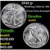 Image 1 : 1941-p Walking Liberty Half Dollar 50c Grades GEM Unc