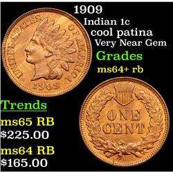 1909 Indian Cent 1c Grades Choice+ Unc RB